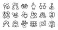 Social distance, Click hand and Couple line icons set. Vector