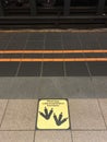 Social Distance Decal, Stand Here, Subway Platform, Queens, NYC, NY, USA