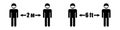 Social distance icons set. Keep social distance vector icon. Icon for 2 feet distance between masked people. Social