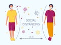 Social distance, keep a distance in public society The idea is to stop the spread of the COVID-19 virus. Vector Royalty Free Stock Photo