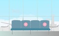 Social distance and lane markings in a large airport