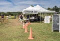 Social distance practiced as people enter admission tent at the Sussex County Sunflower Maze