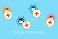 Social distance, protection with covid 19 virus infection concept graphic