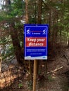 Social distance sign at Rocky Point Park in Port Moody BC, Sept 11, 2020