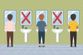 Social distance at washroom. Washroom signage for covid 19. Maintain social distancing during hand wash at wash basin.