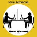 Social Distancing awareness social media campaign logo or icon. Protection your self