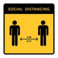 Social distancing banner. Keep the 2 meter distance. Coronovirus epidemic protective