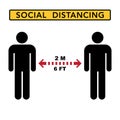 Social distancing banner. Keep the 2 meter distance. Coronovirus epidemic protective Royalty Free Stock Photo