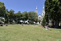 Social distance circles, Washington Square San Francisco, 2. Royalty Free Stock Photo