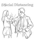 Social distancing concept. Shaking elbows. New elbow greeting style