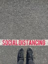 Social distancing coronavirus concept - social distance to slow stop the spread of the virus - stock Royalty Free Stock Photo