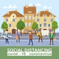 Social distancing and from COVID-19 coronavirus outbreak spreading concept prevention. Maintain a safe distance 2 meters