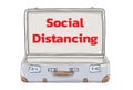 Social distancing and empty Suitcase vintagehand drawn art vector illustration