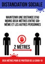 Social distancing poster in french keeping a distance of six feet Royalty Free Stock Photo