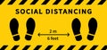 Social distancing. Footprint sign. Keep the 2 meter distance. Coronovirus epidemic protective. Vector