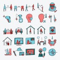 Social distancing hand drawn icon illustration line art doodle eps10 Royalty Free Stock Photo