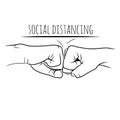 Social distancing, hand illustration, safety