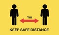 Social distancing icon. Keep the 1-2 meter distance. Coronovirus epidemic protective. Vector illustration. Royalty Free Stock Photo
