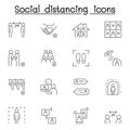 Social distancing icon set in thin line stlye Royalty Free Stock Photo