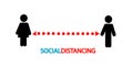 Social distancing icon in white background vector