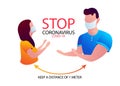 Social distancing, keep distance in public society people to protect from COVID-19 coronavirus outbreak spreading concept Royalty Free Stock Photo