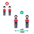 Social Distancing Keep Your Distance 1 m or 1 Metre Infographic Icon
