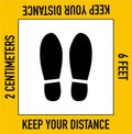Social distancing, Keep your distance sign icon, People wait in line keep distance for 2 centimeters or 6 feet, health protection