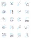 Social distancing linear icons set. Isolation, Precaution, Limited, Restriction, Protection, Distance, Careful line