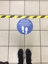 Social distancing, London, UK - 4/3/2020: social distancing for Coronavirus covid-19 in tesco supermarket Tottenham London to gove