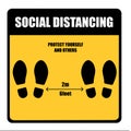 Social Distancing . 2m 6feet Sticker , stop Wait Here Text Illustration Background Covid19