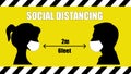 Social Distancing . 2m 6feet Sticker , stop Wait Here Text Illustration Background Covid19