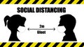 Social Distancing . 2m 6feet Sticker , stop Wait Here Text Illustration Background Covid19