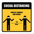 Social Distancing . 2m 6feet Sticker , stop Wait Here Text Illustration Background Covid19