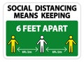 Social Distancing Means Keeping 6 Ft apart Sign Isolate On White Background,Vector Illustration EPS.10