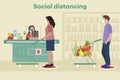 Social distancing People Supermarket Coronavirus