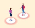 Social distancing or physical distance concept with two people keep distance from each other