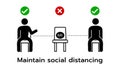 Social distancing,Please do not sit here to prevent from Coronavirus or Covid-19 pandemic,6 Feet social distancing for chair seat Royalty Free Stock Photo
