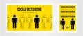 Social distancing poster covid prevention illustration design, coronavirus epidemic background template