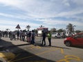 Social distancing queue outside of Makro store in Port Elizabeth, South Africa Royalty Free Stock Photo