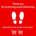 Social Distancing or Safe Distancing Floor Sticker for stores and supermarkets to help reduce the spread of covid-19 coronavirus Royalty Free Stock Photo