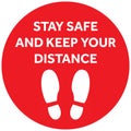 Social Distancing or Safe Distancing Floor Sticker for stores and supermarkets to help reduce the spread of covid-19 coronavirus Royalty Free Stock Photo