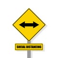 Abstract social distancing sign flat vector design isolated on white background. Distance Warning Sign COVID 19