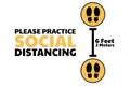 Social distancing sign. COVID-19 coronavirus prevention. Template for background, banner, poster with text inscription Royalty Free Stock Photo