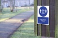 Social distancing sign at play park keep 2m apart