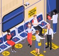 Social Distancing In Transport Isometric Background Royalty Free Stock Photo