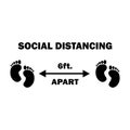 Social Distancing Two Footprints 6ft Apart. Six Feet Apart Social Distancing Preventive Measures Feet Foot Sign Diagram During Vir Royalty Free Stock Photo