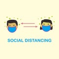 social distancing vector graphic illustration of corona virus