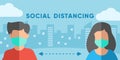 Social distancing vector illustration