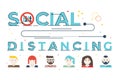 Social distancing word lettering illustration Royalty Free Stock Photo