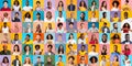 Social Diversity. Mosaic With Happy Faces Of Different People Over Colorful Backgrounds Royalty Free Stock Photo